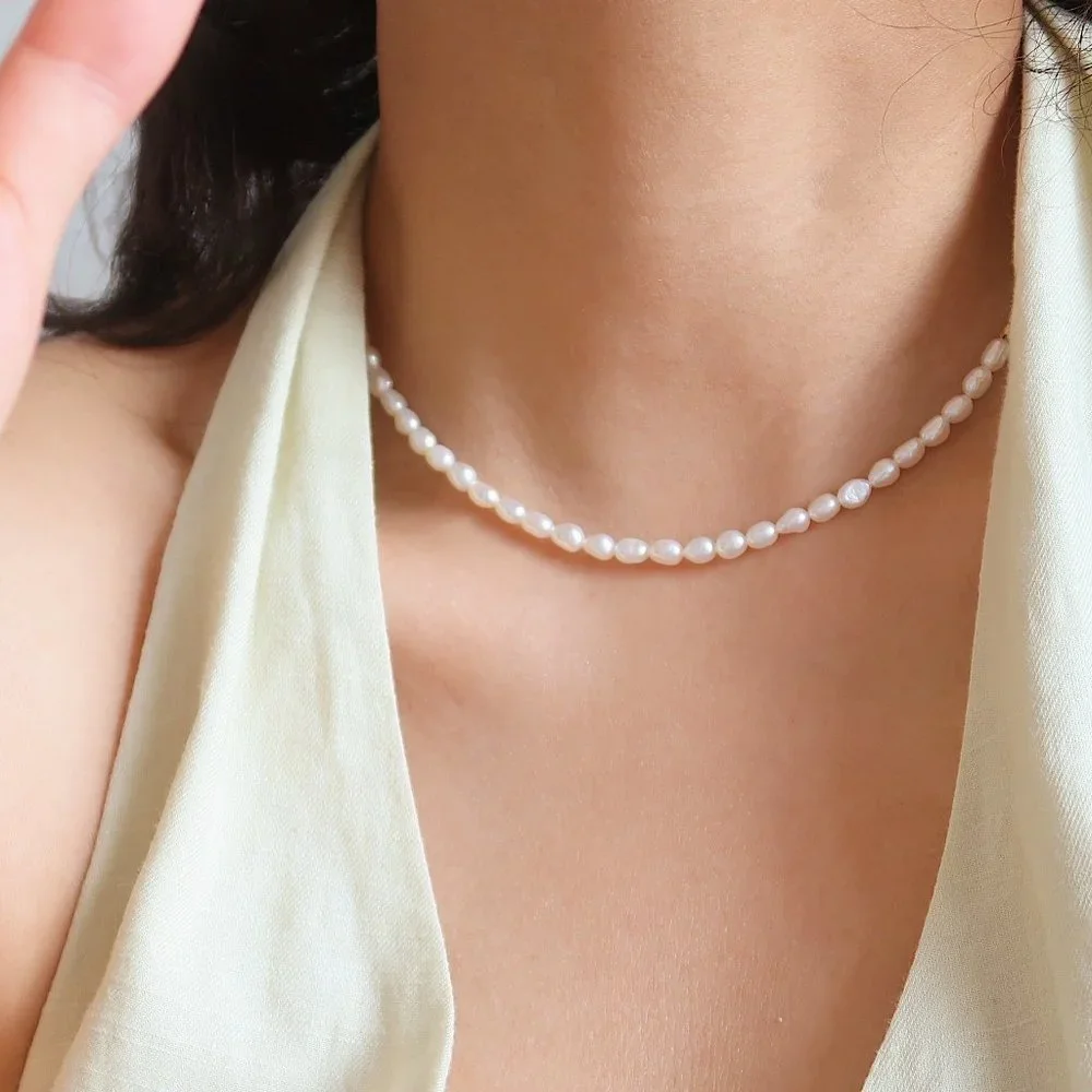 NEW 18K Gold Plated Fresh Water Pearl Necklace x